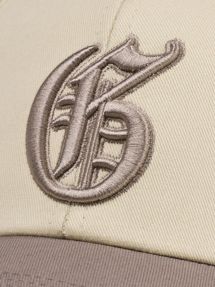 Scarlett Gothic G Hat in Dove - Close-Up Gothic G Embroidery Detail, Women's Golf Hat | Greyson Clothiers