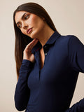 Maltese Blue Greyson Clothiers Scarlett Long Sleeve Polo - Collar & Placket Detail, Women's Golf Polo