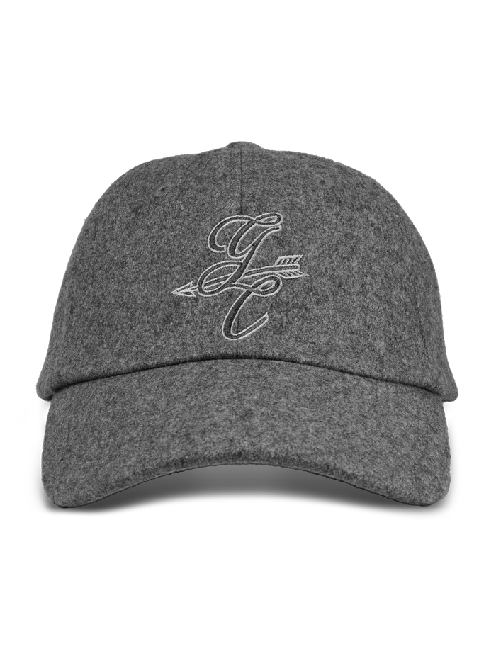 Smoke Heather Wool Scarlett Wolf Arrow Hat - Front View with Arrow Logo Embroidery | Greyson Clothiers