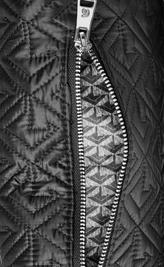 Scarlett Wolf Cross Body Pack - Silver Zip Hardware and Signature Greyson Interior Print Lining Close-Up | Greyson Clothiers