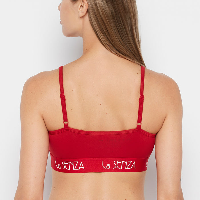 Scoop Bralette with Art Deco Band in Crimson