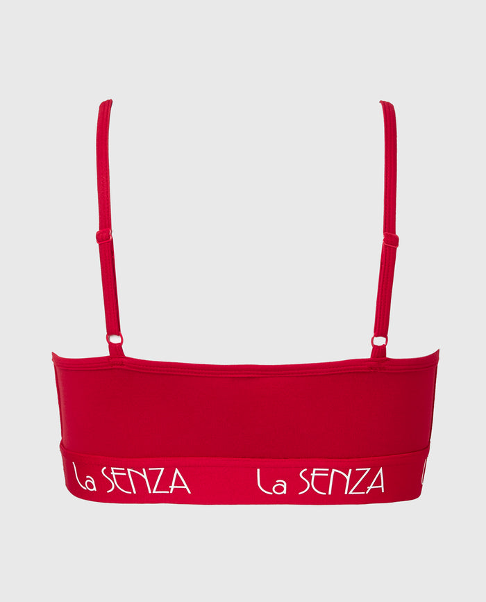 Scoop Bralette with Art Deco Band in Crimson