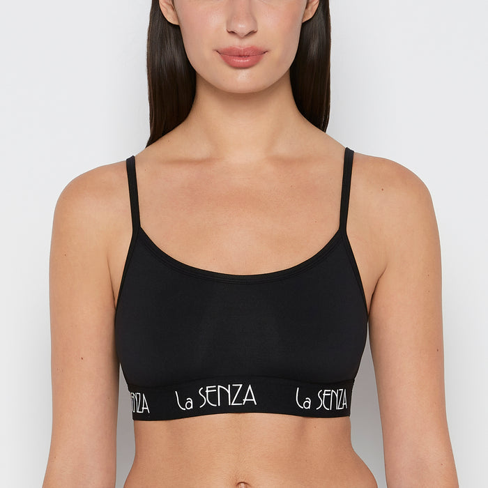 Scoop Bralette with Art Deco Band in Tuxedo Black