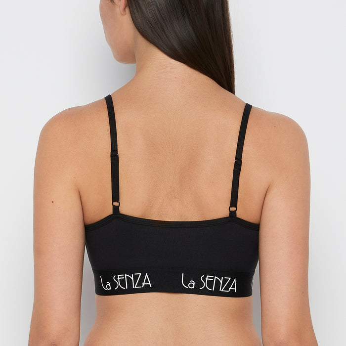 Scoop Bralette with Art Deco Band in Tuxedo Black
