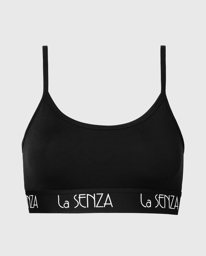 Scoop Bralette with Art Deco Band in Tuxedo Black