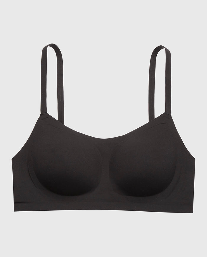 Scoop Neck Padded Bralette in Tuxedo Black