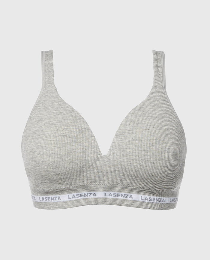 Seamless Triangle Padded Bra in Heather Grey