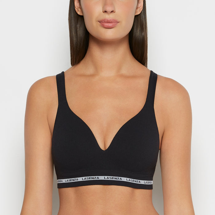 Seamless Triangle Padded Bra in Tuxedo Black
