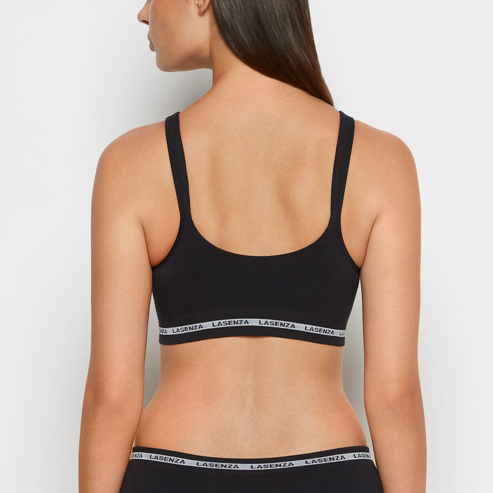 Seamless Triangle Padded Bra in Tuxedo Black