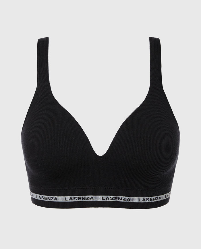 Seamless Triangle Padded Bra in Tuxedo Black