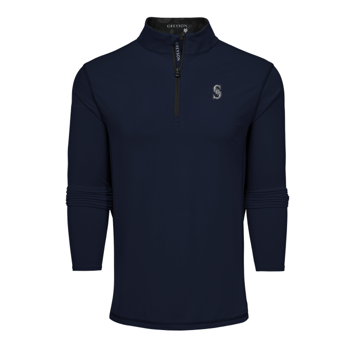 Maltese Blue Seattle Mariners Mock Neck Quarter-Zip - Front View | Greyson Clothiers