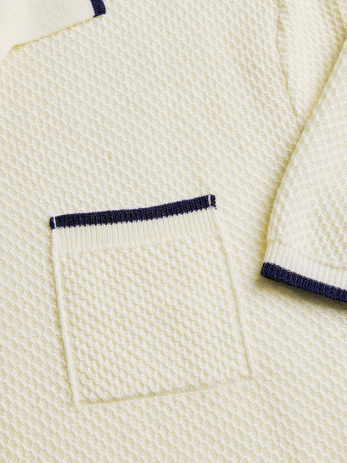Greyson Seneca Sweater Polo - Chest Pocket with Navy Contrast Tipping & Sleeve Cuff Detail | Greyson Clothiers