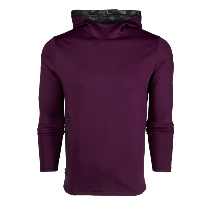 Salamander Plum Sequoia Hoodie - Front View, Camo Hood Lining Detail | Greyson Clothiers