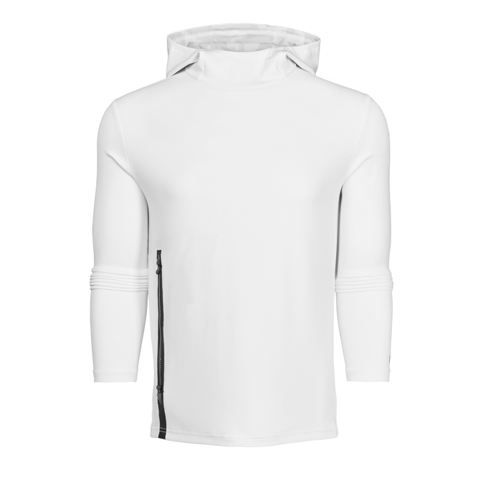 Arctic White Sequoia Performance Golf Hoodie - Front View, Camo Hood Interior | Greyson Clothiers