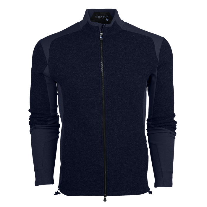 Greyson Clothiers Sequoia Luxe Jacket in Navy Heather - Front View, Premium Men's Golf Jacket