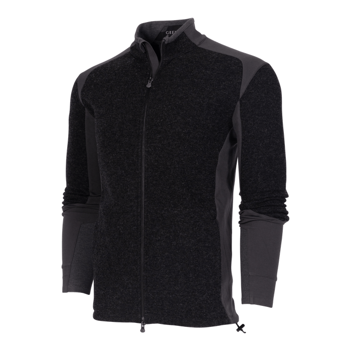 Greyson Clothiers Sequoia Luxe Jacket in Dark Grey Heather - Side Angle, Shoulder Panel Detail