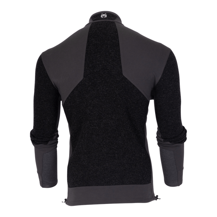 Greyson Clothiers Sequoia Luxe Jacket in Dark Grey Heather - Back View, Wolf Logo at Collar