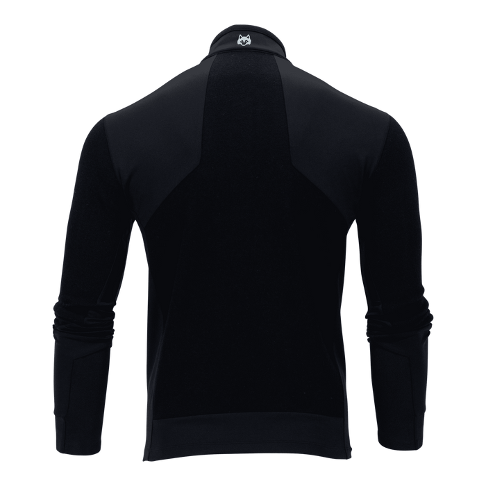 Greyson Clothiers Sequoia Luxe Quarter-Zip in Shepherd - Back View with Wolf Logo | Men's Midlayer
