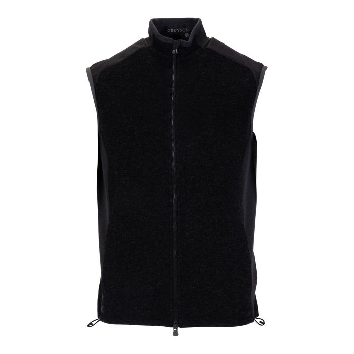 Dark Grey Heather Greyson Sequoia Luxe Vest - Front View, Full-Zip Fleece Men's Golf Vest | Greyson Clothiers