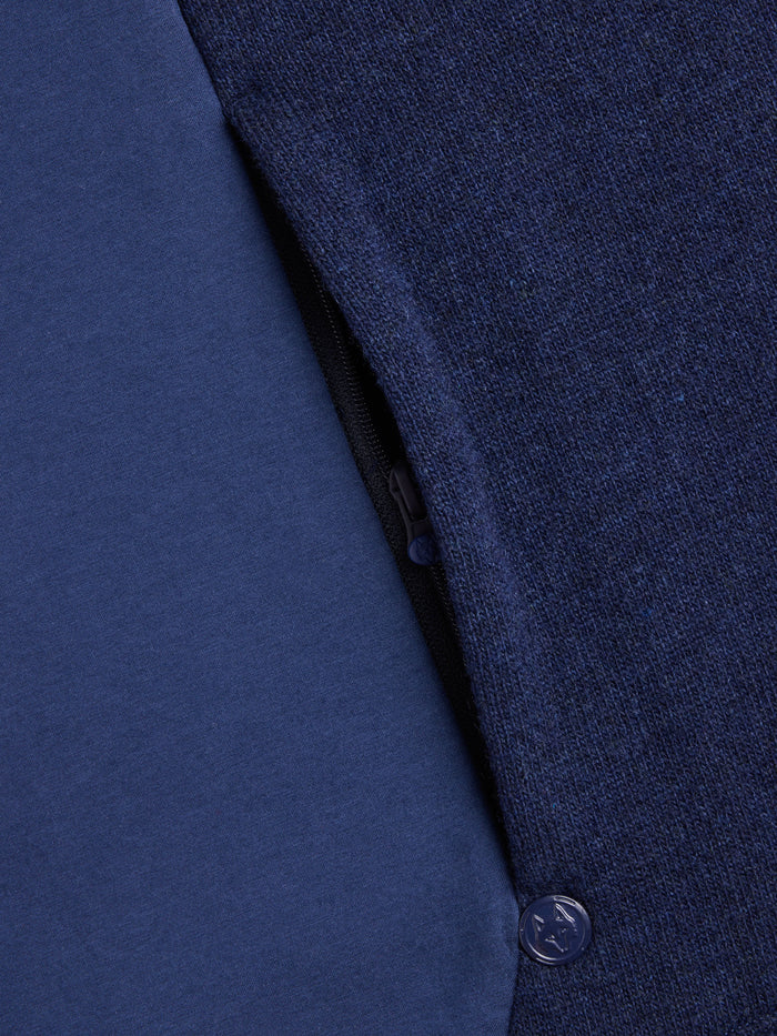 Greyson Sequoia Luxe Vest - Zip Pocket & Wolf Logo Button Detail in Navy Heather | Greyson Clothiers