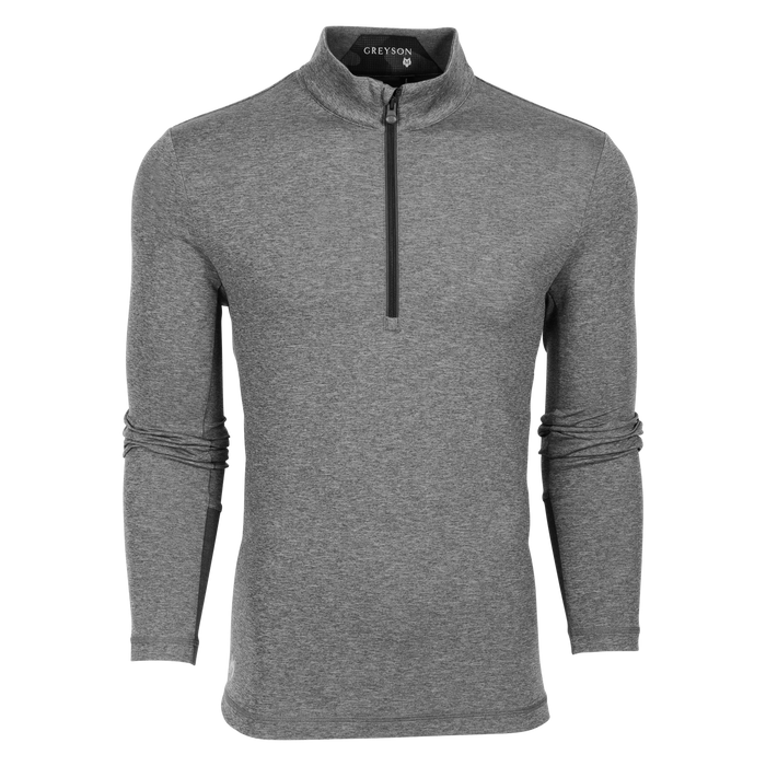 Smoke Heather Greyson Sequoia Quarter-Zip Men's Performance Midlayer - Front View | Greyson Clothiers
