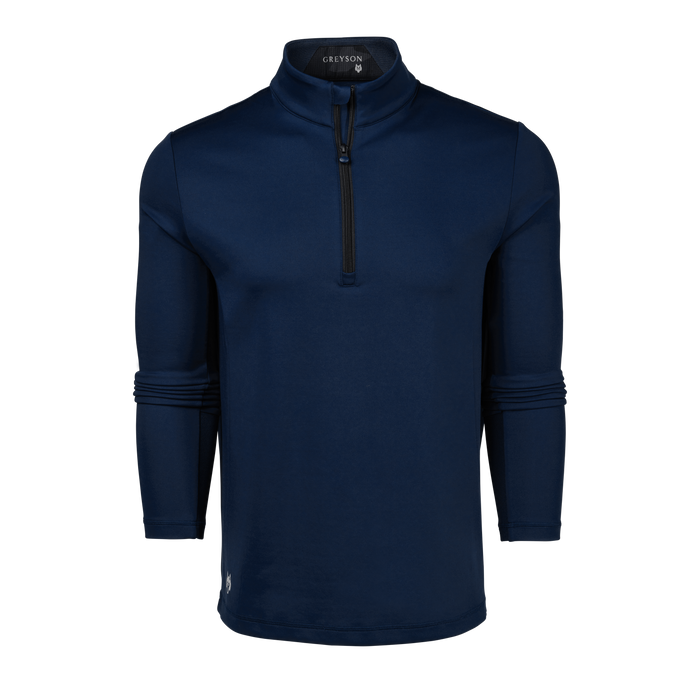 Vintage Indigo Navy Greyson Sequoia Quarter-Zip Men's Golf Midlayer - Front View | Greyson Clothiers