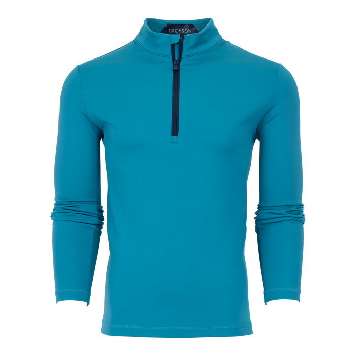Aegean Teal Greyson Sequoia Men's Quarter-Zip Golf Midlayer - Front View | Greyson Clothiers