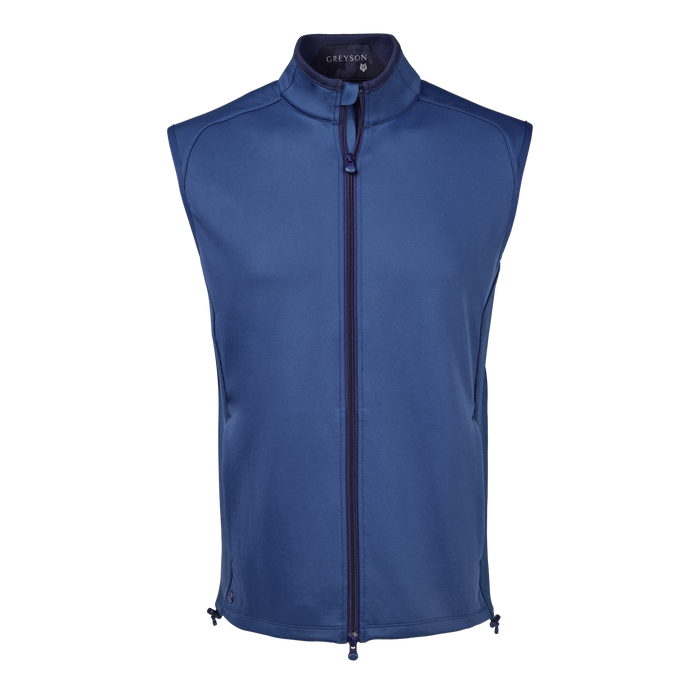 Greyson Clothiers Sequoia Vest in Maltese Blue - Full Zip Front View | Men's Golf Vest