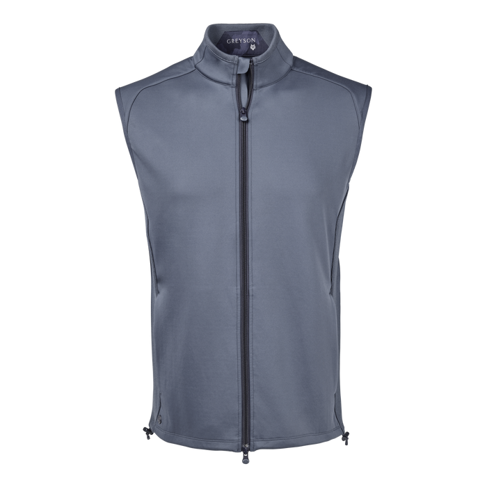 Greyson Clothiers Sequoia Vest in Falcon - Windproof Full-Zip Front View | Men's Golf Vest