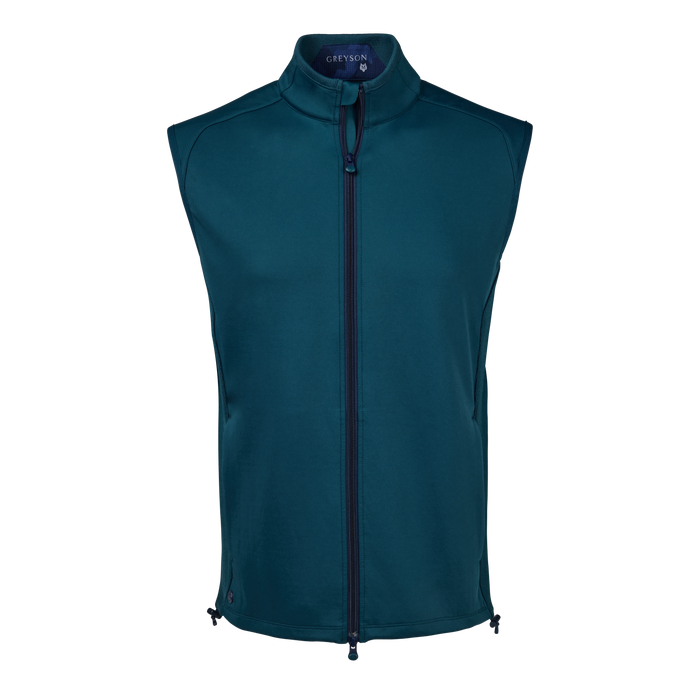 Greyson Sequoia Vest Shepherd - Two-Tone Light Blue Full-Zip Front View | Men's Golf Vest