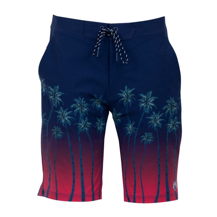 Greyson Serenity Indian Wells Swim Short in Maltese Blue - Palm Print Ombre Front View | Greyson Clothiers