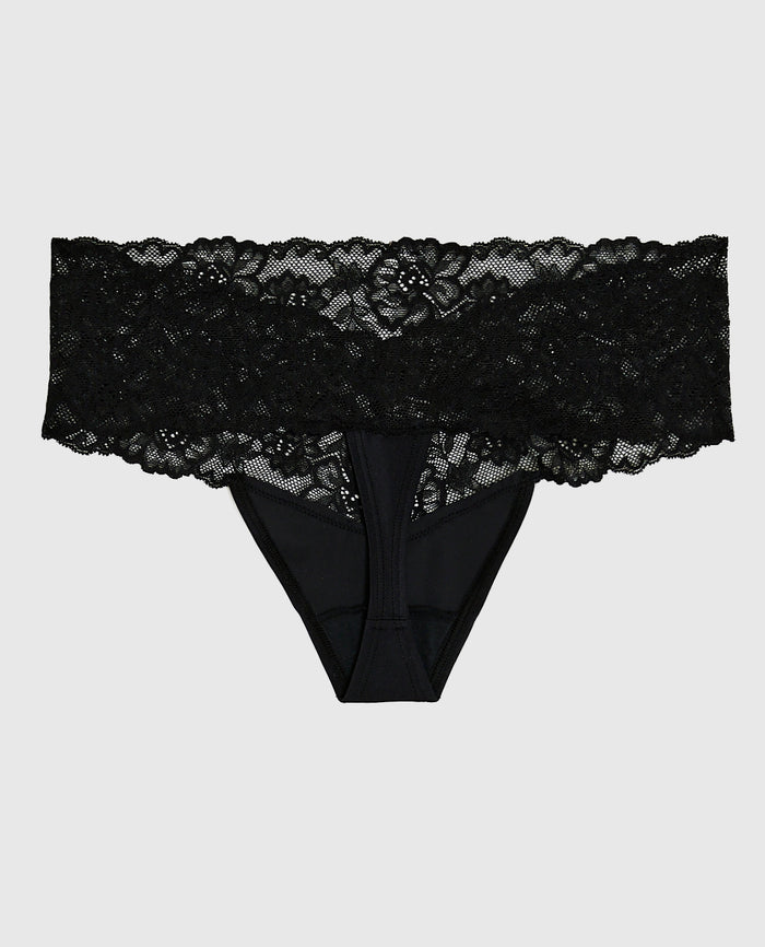 Sexy Lace Thong Panty in Black
