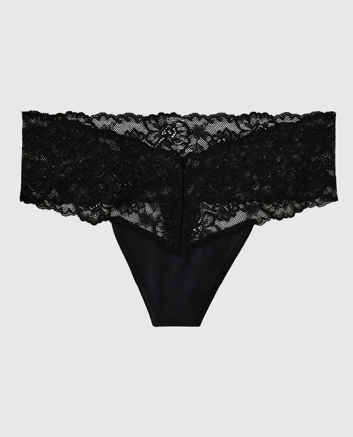 Sexy Lace Thong Panty in Black