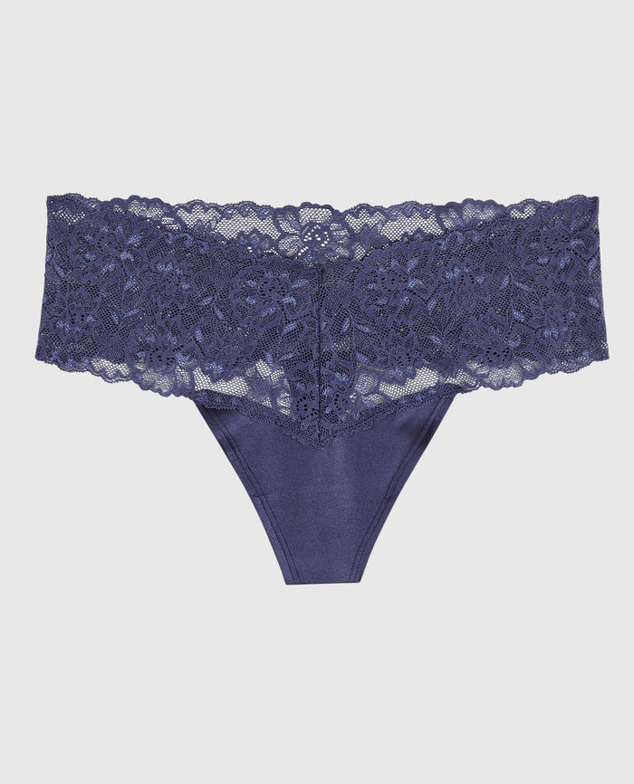 Sexy Lace Thong Panty in Dusk Blue