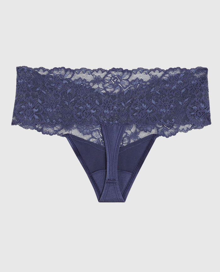 Sexy Lace Thong Panty in Dusk Blue