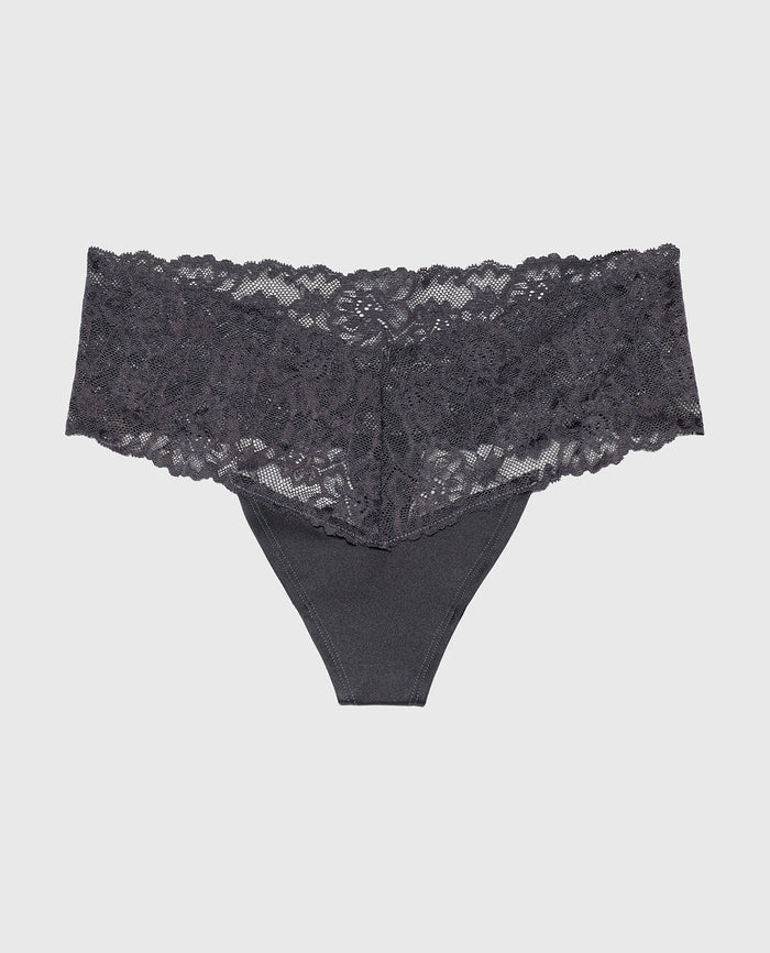 Sexy Lace Thong Panty in Ebony