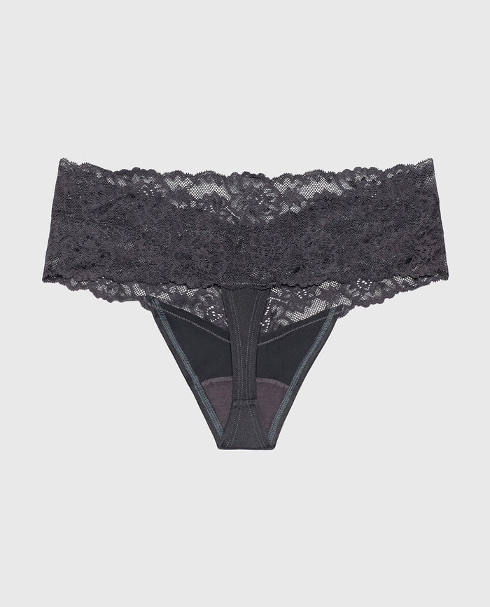 Sexy Lace Thong Panty in Ebony
