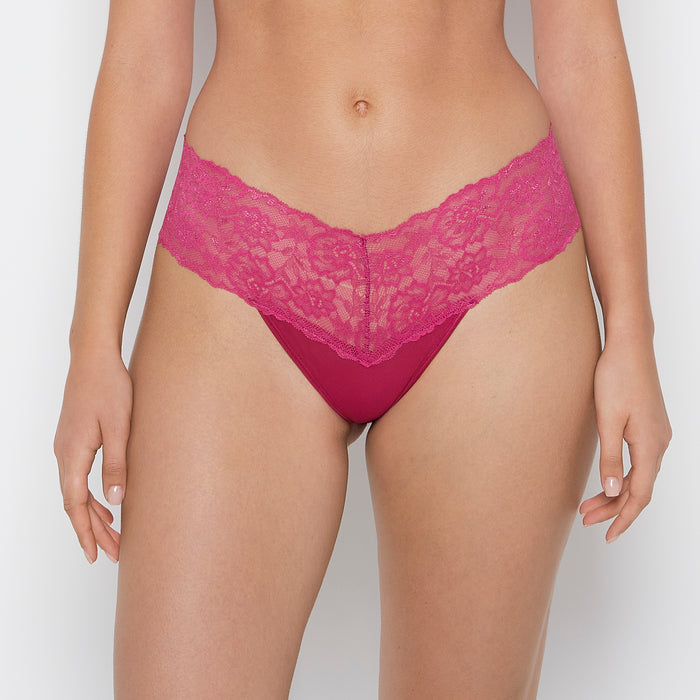 Sexy Lace Thong Panty in Fuchsia Red
