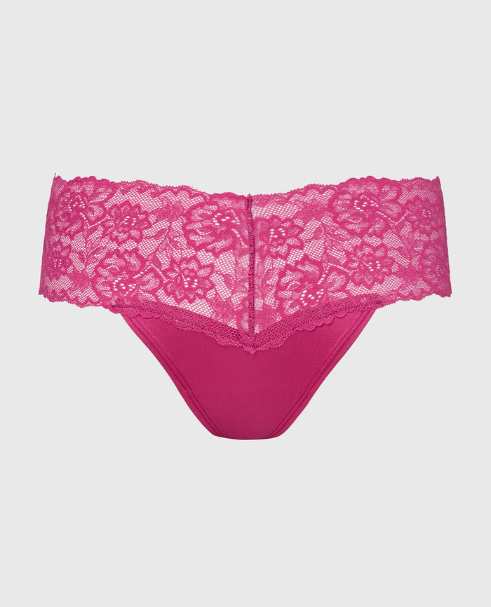 Sexy Lace Thong Panty in Fuchsia Red