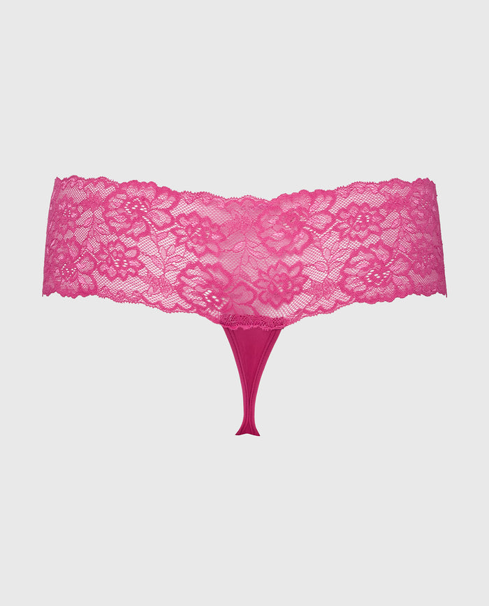 Sexy Lace Thong Panty in Fuchsia Red