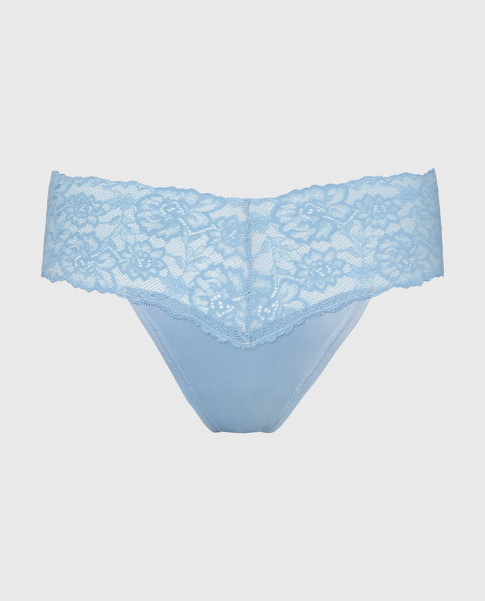 Sexy Lace Thong Panty in Glacier Lake