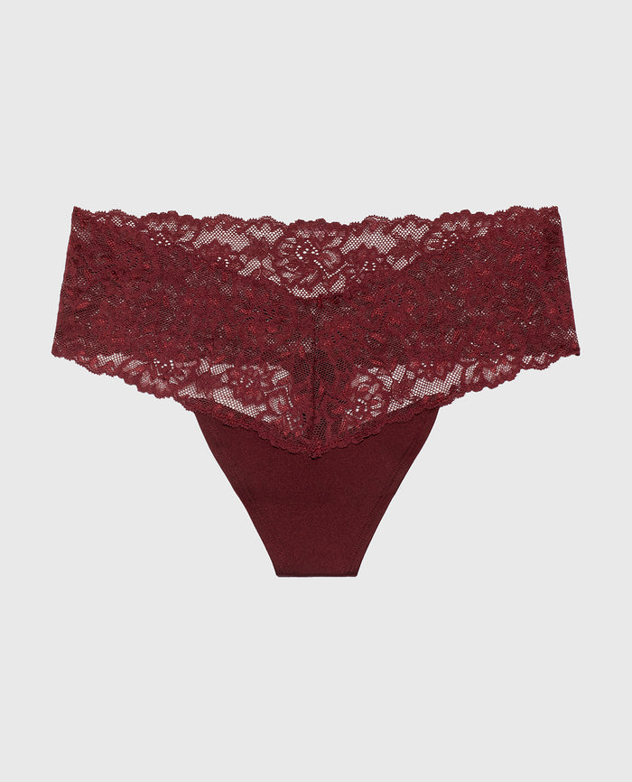Sexy Lace Thong Panty in Russian Ruby