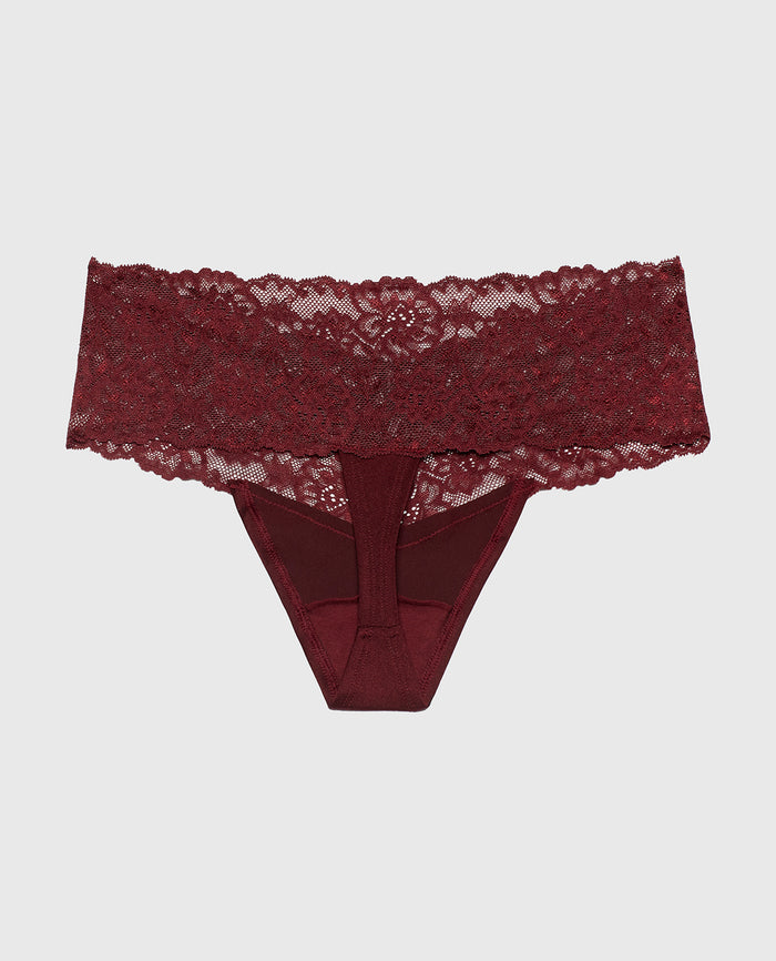 Sexy Lace Thong Panty in Russian Ruby