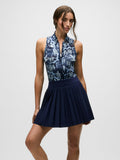 Maltese Blue Shadow Flight Sleeveless Vesta Mock Neck Top - Full Front On Model, Women's Golf | Greyson Clothiers