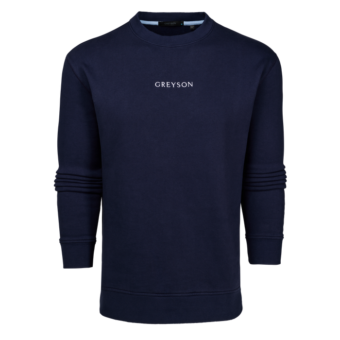Maltese Blue Cotton Signature Aspen Crewneck Sweatshirt - Front View | Greyson Clothiers