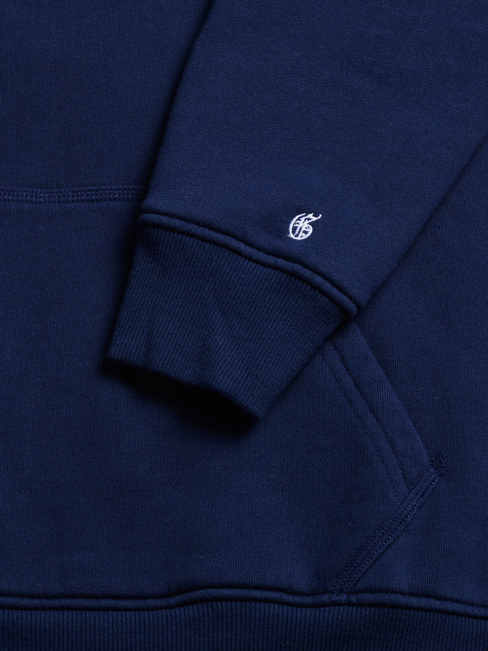 Ribbed Cuff & Signature G Logo Detail on Maltese Blue Aspen Hoodie | Greyson Clothiers