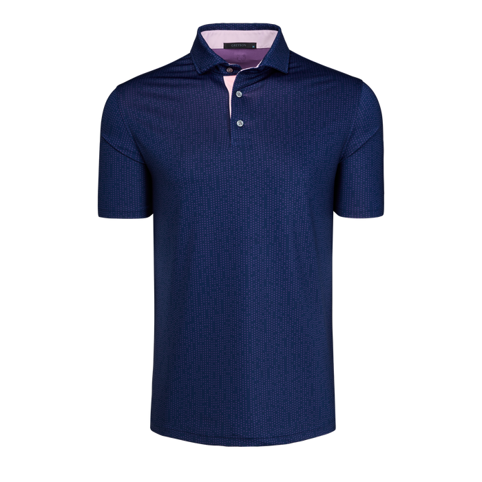 Wolf Blue Silent Pact Tonal Wolf-Motif Men's Golf Polo - Front View | Greyson Clothiers