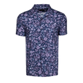 Maltese Blue Floral Print Silver Fang Lincoln Men's Camp Collar Shirt - Front View | Greyson Clothiers
