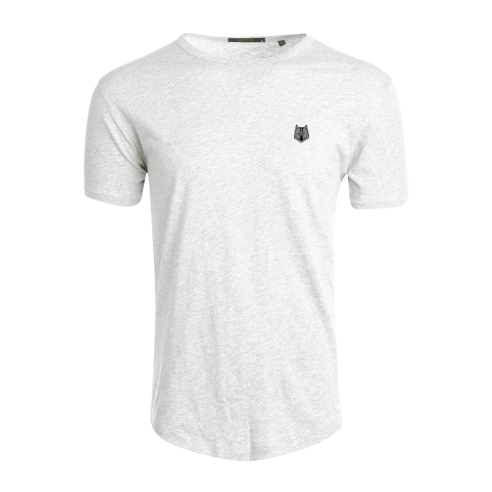 Arctic Slub Cotton Silver Wolf Alpha Tee - Front View, Wolf Logo Embroidery | Greyson Clothiers