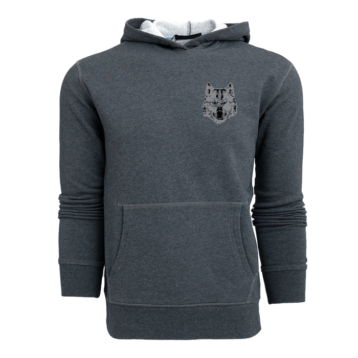 Smoke Heather Silver Wolf Lake Fleece Hoodie - Front View, Wolf Logo | Greyson Clothiers